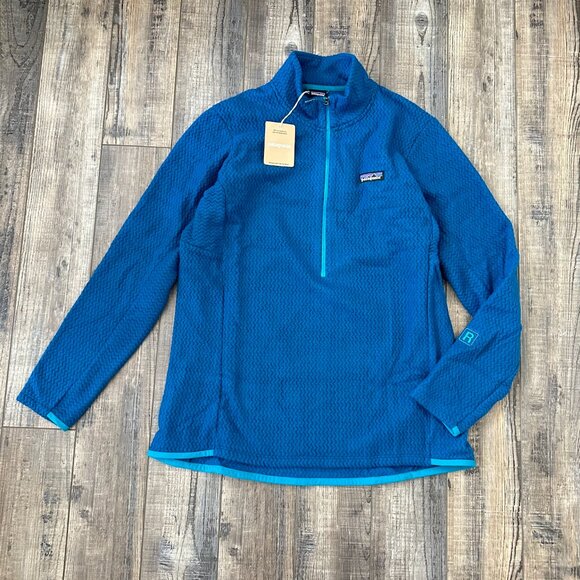 New Patagonia R1 Air 1/2 Zip Neck Womens 2XL Lagom Blue Pullover Fleece Pullover - Picture 2 of 9